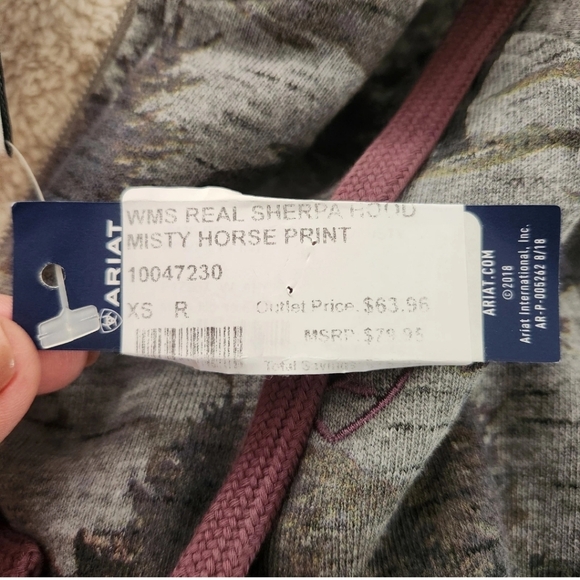 Ariat REAL Women's Sherpa Lined Full Zip Hoodie Western Horse Print Size XS New - Picture 4 of 9
